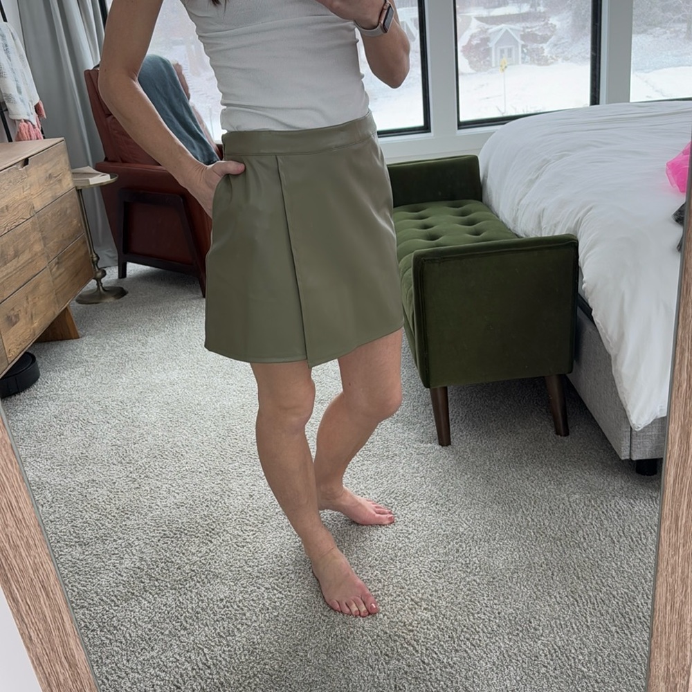 Green faux leather skirt